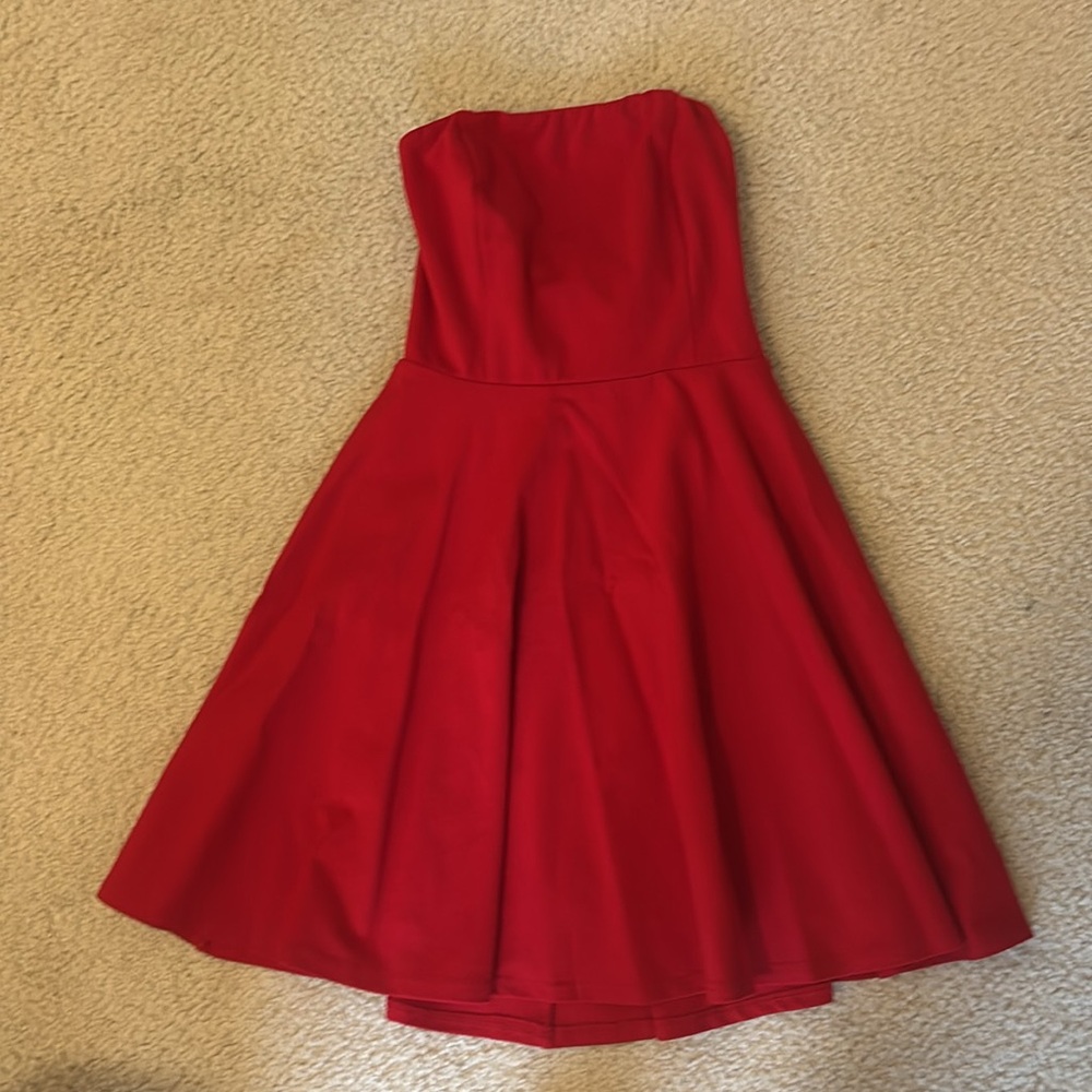 Lulu's Vibrant Red Strapless Dress